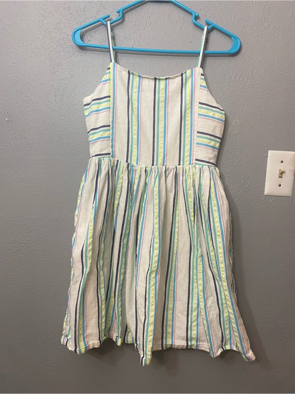 Boden Striped Cotton Sundress in White, Blue & Green Girls 13-14y